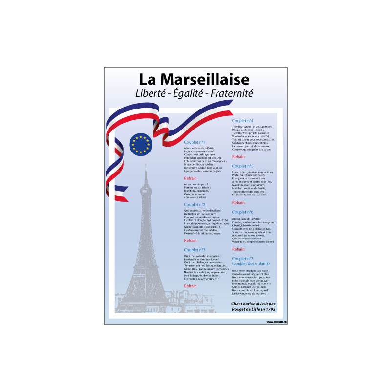 AFFICHAGE LA MARSEILLAISE LOI BLANQUER ECOLE COLLEGE LYCEE (DEV0013)