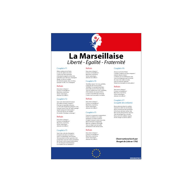 LA MARSEILLAISE LOI BLANQUER AVEC MARIANNE (DEV0014)