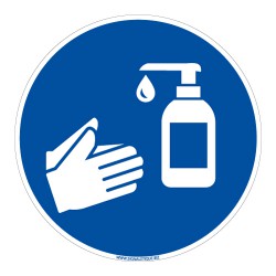 PANNEAU GESTES BARRIERES CORONAVIRUS - LAVAGE DES MAINS à L'AIDE DE GEL HYDRO ALCOOLIQUE (E0722)