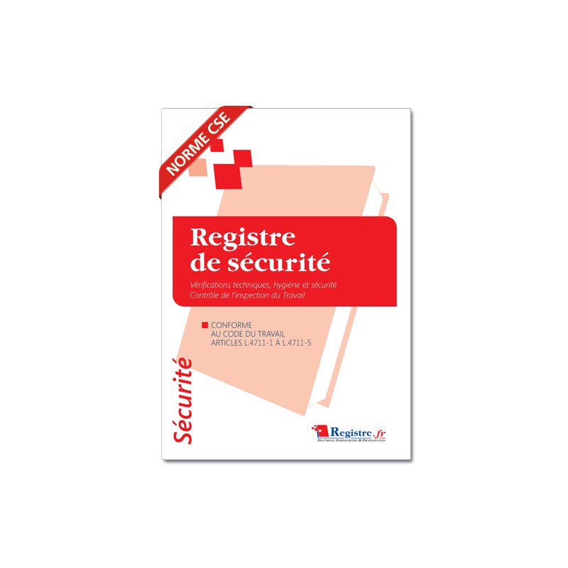 REGISTRE DE SECURITE - CONTROLE ET VERIFICATION HYGIENE ET SECURITE (M004)