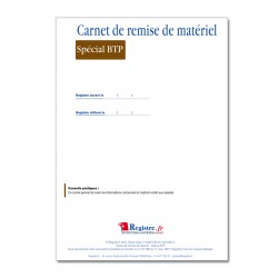 CARNET DE REMISE DE MATERIEL SPECIAL BTP (M005)