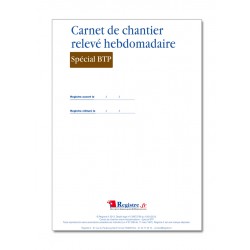 CARNET DE CHANTIER RELEVE HEBDOMADAIRE SPECIAL BTP (M012)
