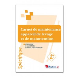 CARNET DE MAINTENANCE APPAREIL DE LEVAGE ET DE MANUTENTION (M034)