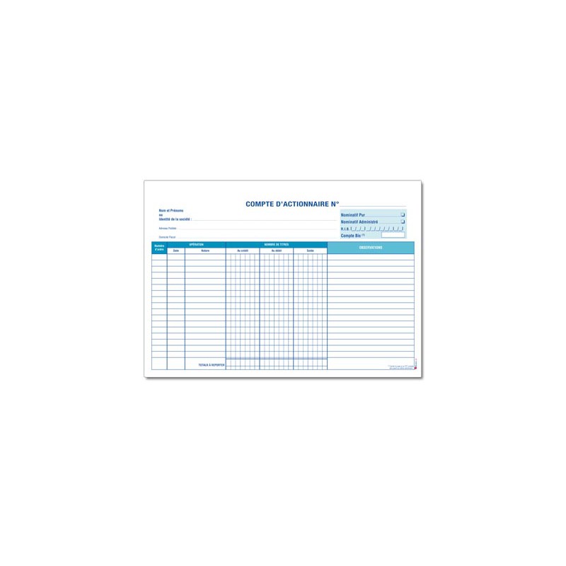 FICHES DE COMPTES D'ACTIONNAIRES (M072)