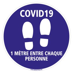 SIGNALISATION DE SOL ADHESIF SPECIAL COVID-19 - 1M ENTRE CHAQUE PERSONNE - DISTANCES DE SECURITE CORONAVIRUS (O0045)