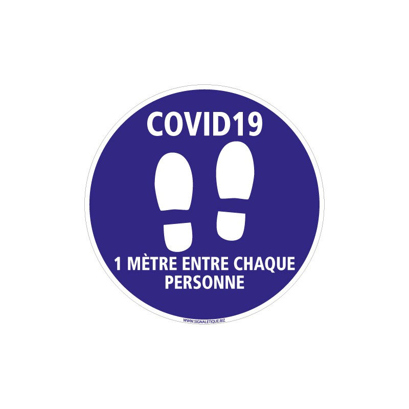 SIGNALISATION DE SOL ADHESIF SPECIAL COVID-19 - 1M ENTRE CHAQUE PERSONNE - DISTANCES DE SECURITE CORONAVIRUS (O0045)