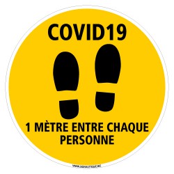 SIGNALISATION DE SOL ADHESIF SPECIAL COVID-19 - 1M ENTRE CHAQUE PERSONNE - DISTANCES DE SECURITE CORONAVIRUS (O0045)