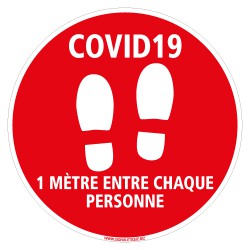 SIGNALISATION DE SOL ADHESIF SPECIAL COVID-19 - 1M ENTRE CHAQUE PERSONNE - DISTANCES DE SECURITE CORONAVIRUS (O0045)