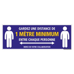 SIGNALISATION SOL ADHESIVE SPECIAL CORONAVIRUS - GARDEZ UNE DISTANCE DE 1M MINIMUM ENTRE CHAQUE PERSONNE (O0049)