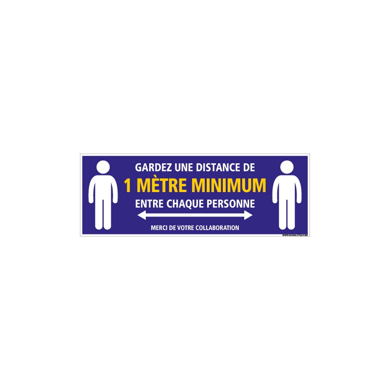 SIGNALISATION SOL ADHESIVE SPECIAL CORONAVIRUS - GARDEZ UNE DISTANCE DE 1M MINIMUM ENTRE CHAQUE PERSONNE (O0049)