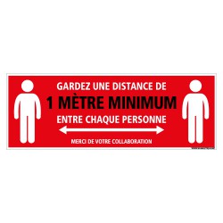 SIGNALISATION SOL ADHESIVE SPECIAL CORONAVIRUS - GARDEZ UNE DISTANCE DE 1M MINIMUM ENTRE CHAQUE PERSONNE (O0049)