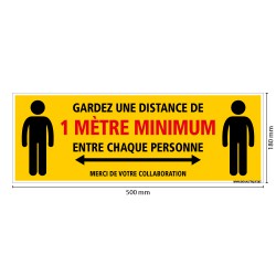 SIGNALISATION SOL ADHESIVE SPECIAL CORONAVIRUS - GARDEZ UNE DISTANCE DE 1M MINIMUM ENTRE CHAQUE PERSONNE (O0049)