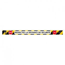 SIGNALISATION DE MARQUAGE AU SOL ADHESIVES AVEC COLLE FORTE SPECIAL COVID-19 - LOT DE 6 BANDES RESPECTEZ LES DISTANCES DE SECURI