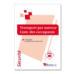 REGISTRE TRANSPORT PAR AUTOCAR LISTE DES OCCUPANTS (P033)