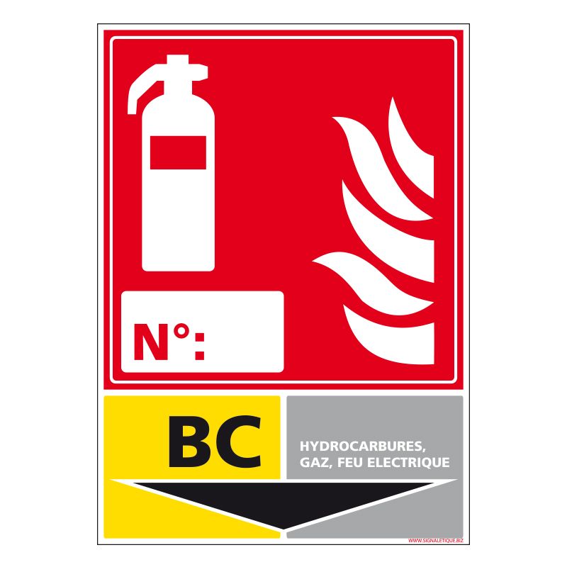 Signalisation d'incendie - Extincteur incendie classe BC