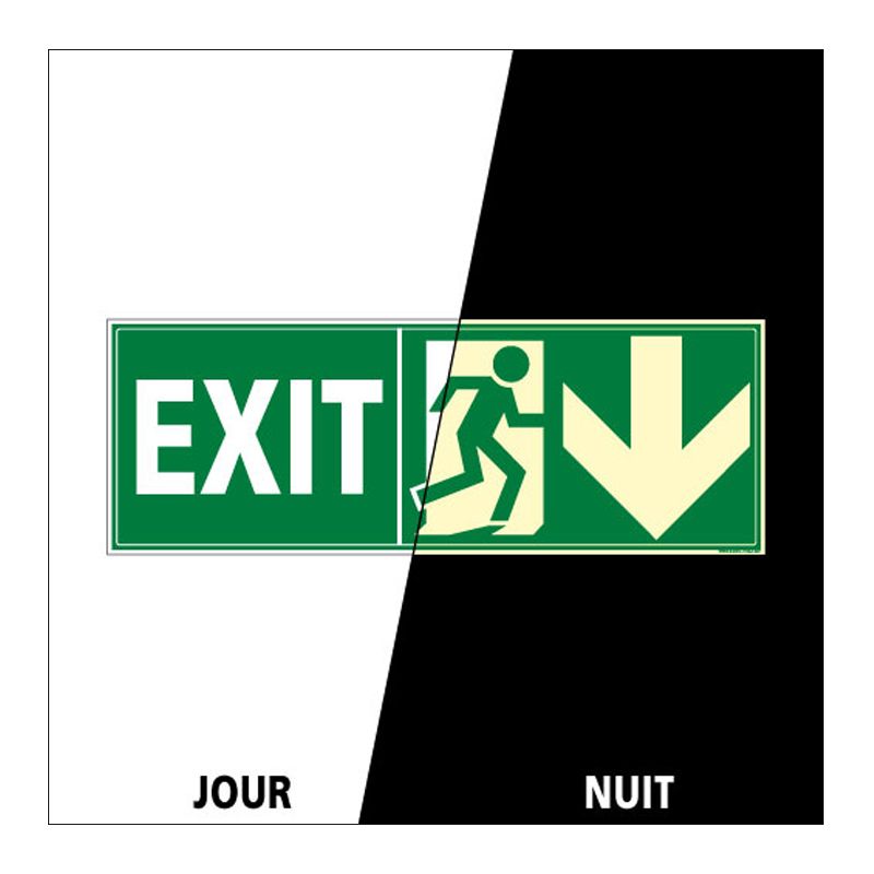 Signalisation de secours - Sortie vers le bas photoluminescent