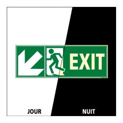 Signalisation de secours - Sortie vers le bas à gauche photoluminescent