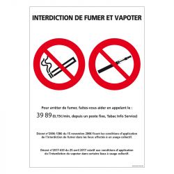 Signalisation d'interdiction - Interdit de fumer et/ou de vapoter