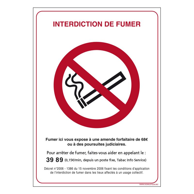 Signalisation d'interdiction - Interdit de fumer