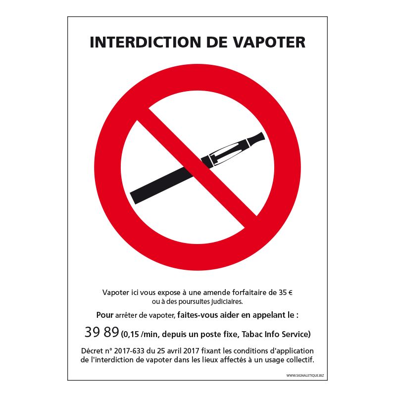 Signalisation d'interdiction - Interdit de vapoter