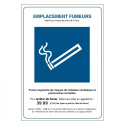 Signalisation d'interdiction - Emplacement fumeur