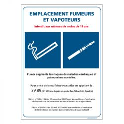 Signalisation d'interdiction - Emplacement fumeur et vapoteur