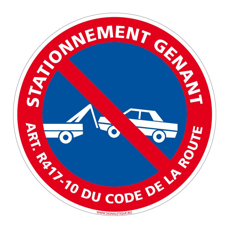 Signalisation de parking / stationnement - Stationnement gênant Art. R417-10 du Code de la route