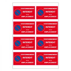 Signalisation de parking / stationnement - Planche de 8 adhésifs indestructibles stationnement interdit