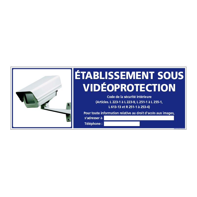 Panneau Espace sous vidéo surveillance - Bleu - signalétique vidéo