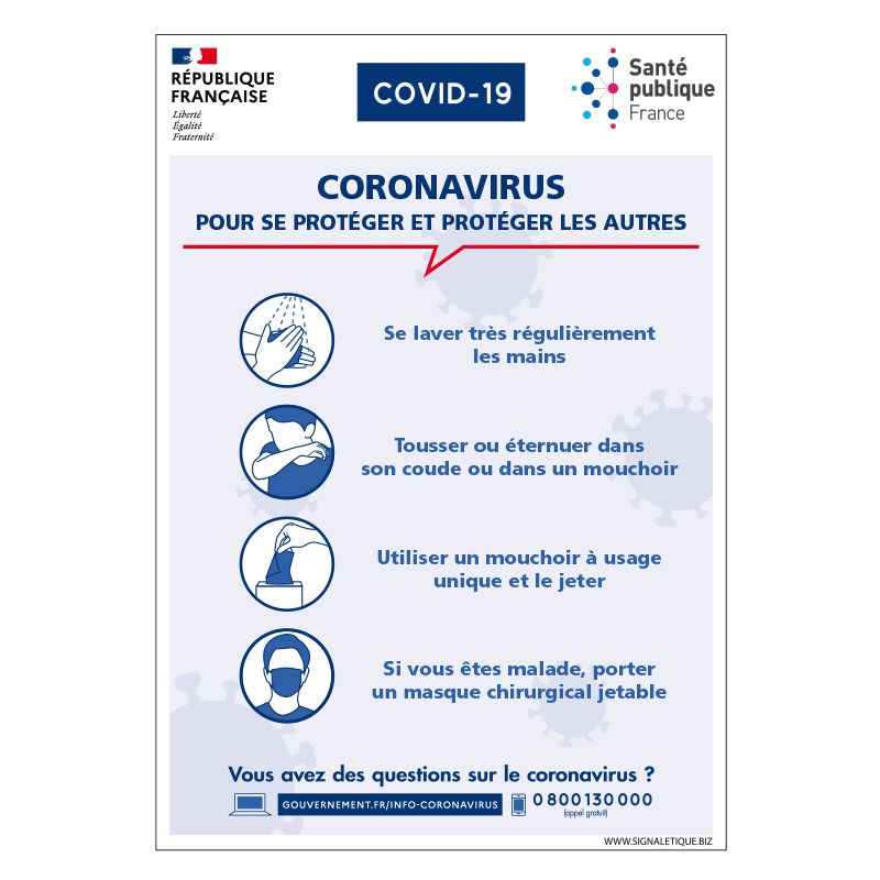 Signalisation spécial COVID-19 - Gestes barrières prévention coronavirus