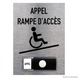 Signalisation accueil du public - Panneau d'appel rampe d'accès handicapés avec sa sonnette intégrée