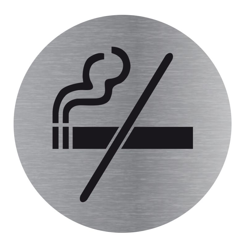 Signalisation plaque de porte aluminium brossé - Plate-up interdiction de fumer