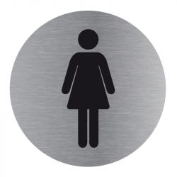 Signalisation plaque de porte aluminium brossé - Plate-up toilette femme