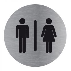 Signalisation plaque de porte aluminium brossé - Plate-up toilette homme / femme