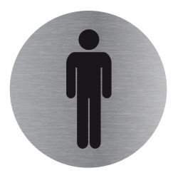 Signalisation plaque de porte aluminium brossé - Plate-up toilette homme
