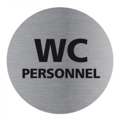 Signalisation plaque de porte aluminium brossé - Plate-up WC personnel