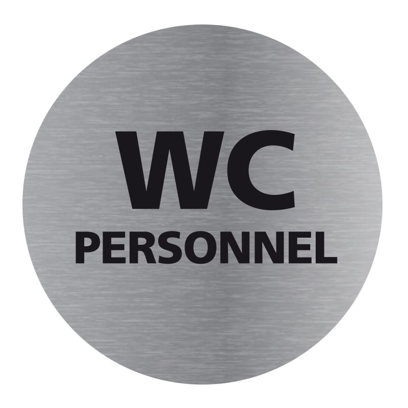 Signalisation plaque de porte aluminium brossé - Plate-up WC personnel