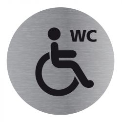 Signalisation plaque de porte aluminium brossé - Plate-up WC handicapé