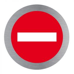 Signalisation plaque de porte aluminium brossé - Plate-up sens interdit