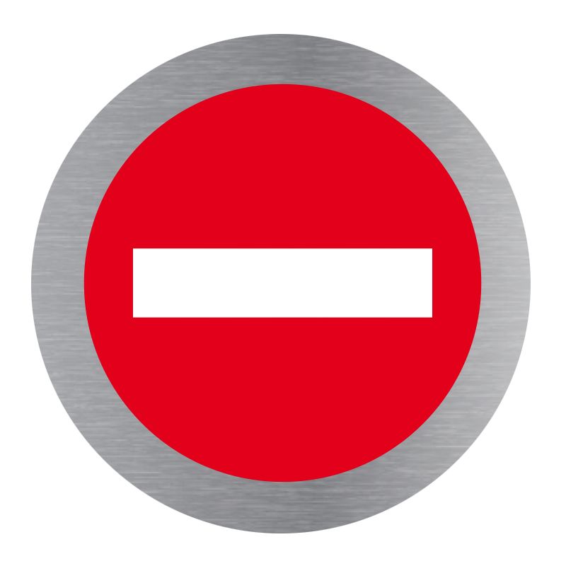 Signalisation plaque de porte aluminium brossé - Plate-up sens interdit
