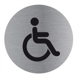 Signalisation plaque de porte aluminium brossé - Plate-up toilette handicapé