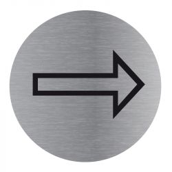 Signalisation plaque de porte aluminium brossé - Plate-up flèche vers la droite