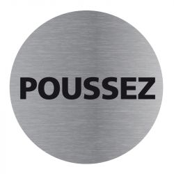 Signalisation plaque de porte aluminium brossé - Plate-up poussez