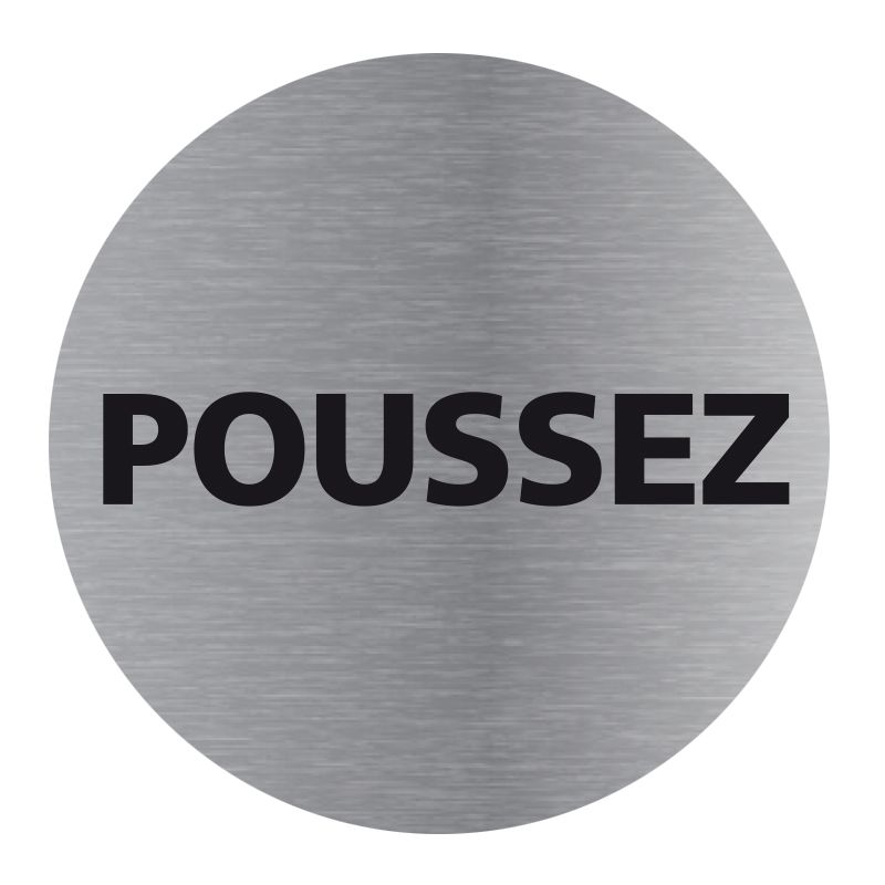 Signalisation plaque de porte aluminium brossé - Plate-up poussez