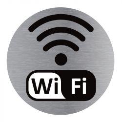 Signalisation plaque de porte aluminium brossé - Plate-up wifi