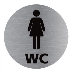 Signalisation plaque de porte aluminium brossé - Plate-up WC femme