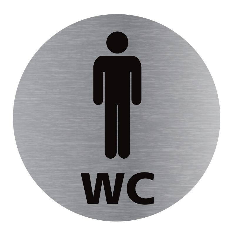 Signalisation plaque de porte aluminium brossé - Plate-up WC homme