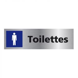 Signalisation plaque de porte aluminium brossé - Toilettes homme
