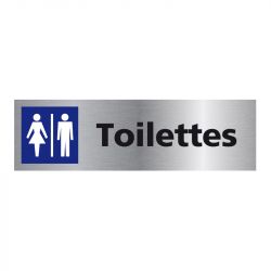Signalisation plaque de porte aluminium brossé - Toilettes homme / femme