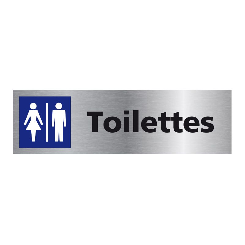 Signalisation plaque de porte aluminium brossé - Toilettes homme / femme